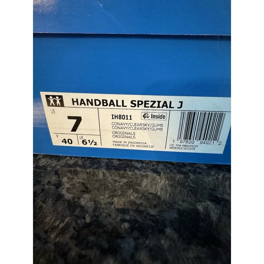 adidas Handball Spezial J Collegiate Navy Clear‎ Sky IH8011 Shoes Sneaker Sz 7